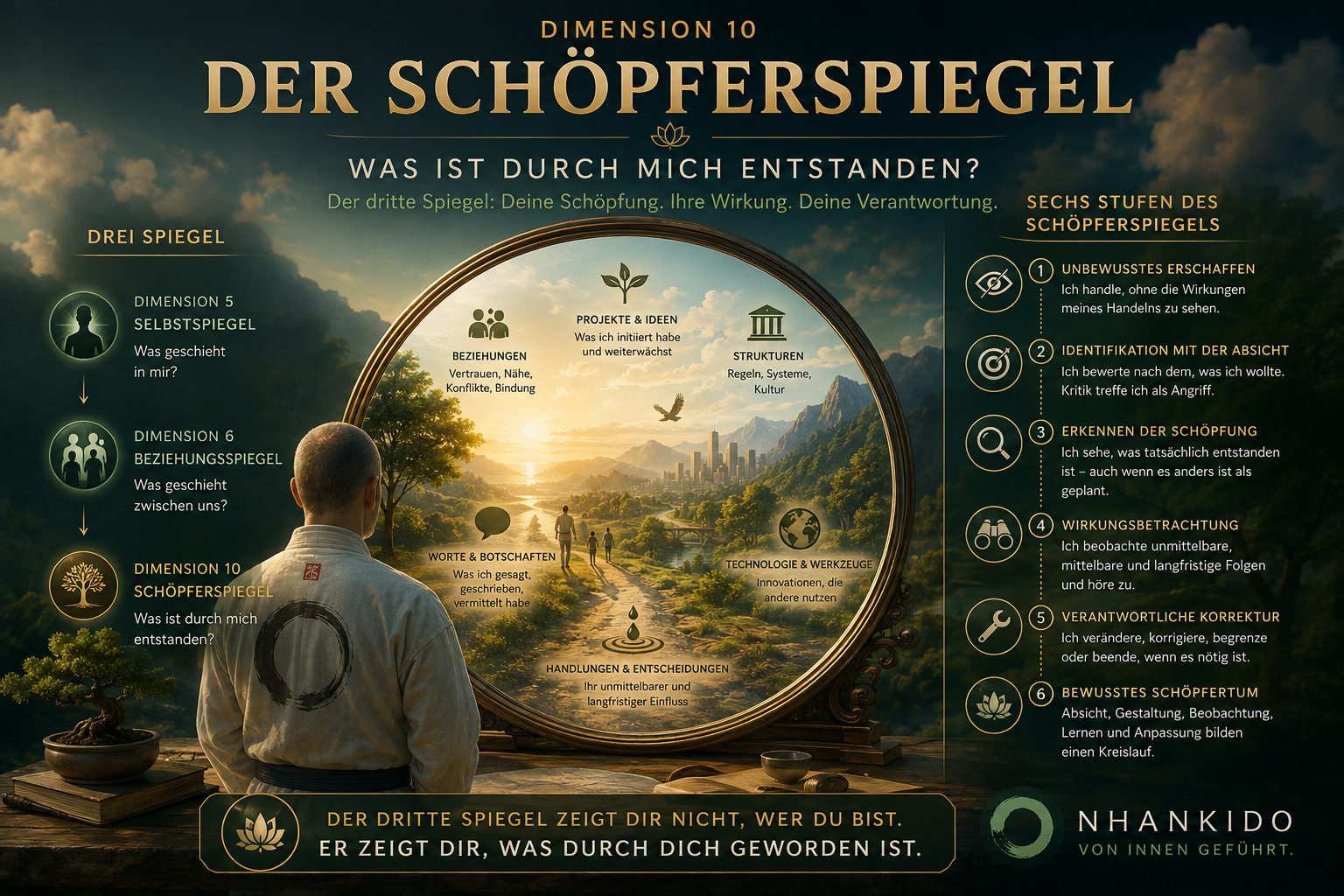 Dimension 10 – Schöpferspiegel: Wirkung der eigenen Schöpfung erkennen und reflektieren