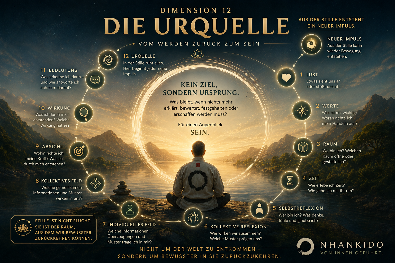 Dimension 12 – Die Urquelle: Kreislauf der zwölf Nhankido-Dimensionen von der Stille über einen neuen Impuls zurück zum Sein