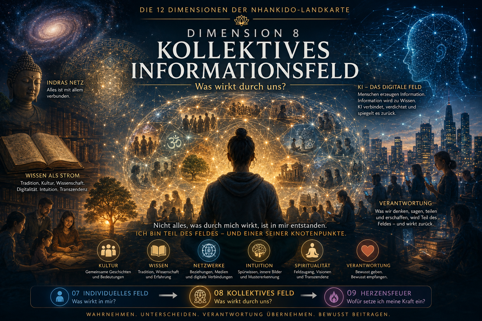 Dimension 8 – Kollektives Informationsfeld: Mensch, Wissen, KI und Bewusstsein als verbundenes Netzwerk